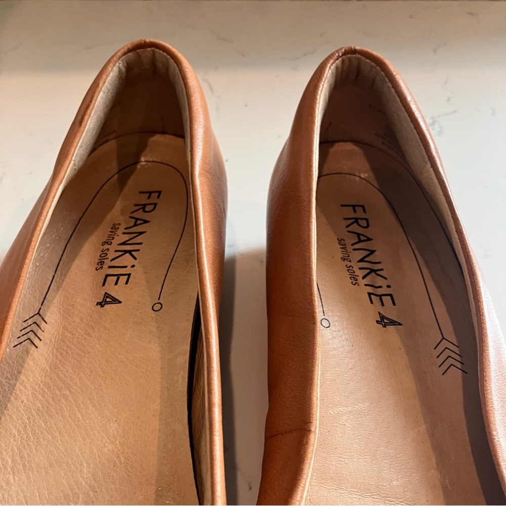 FRANKIE4 Poppy Leather Dress Flats Size 7 Tan Orthotic Slip-on Comfort Shoes - Picture 9 of 11